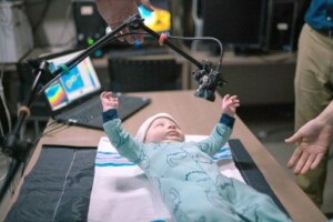 Artificial infant being examined for testing