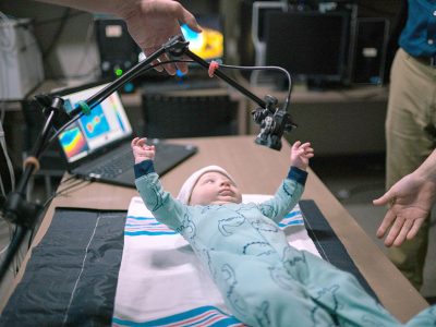 Artificial infant being examined for testing
