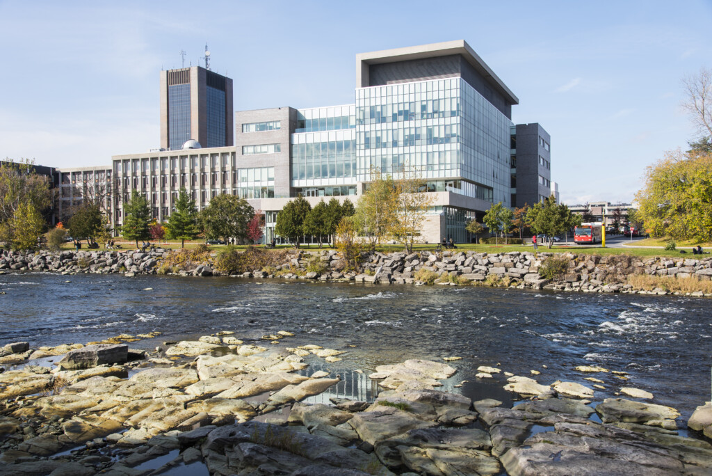 View of campus from across the river