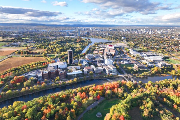 Aerial image of Carleton University campus