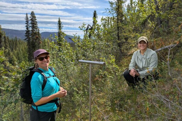 Carleton researcher Koreen Millard and recent master’s graduate Leila Rashid during peatland fieldwork in the Yukon